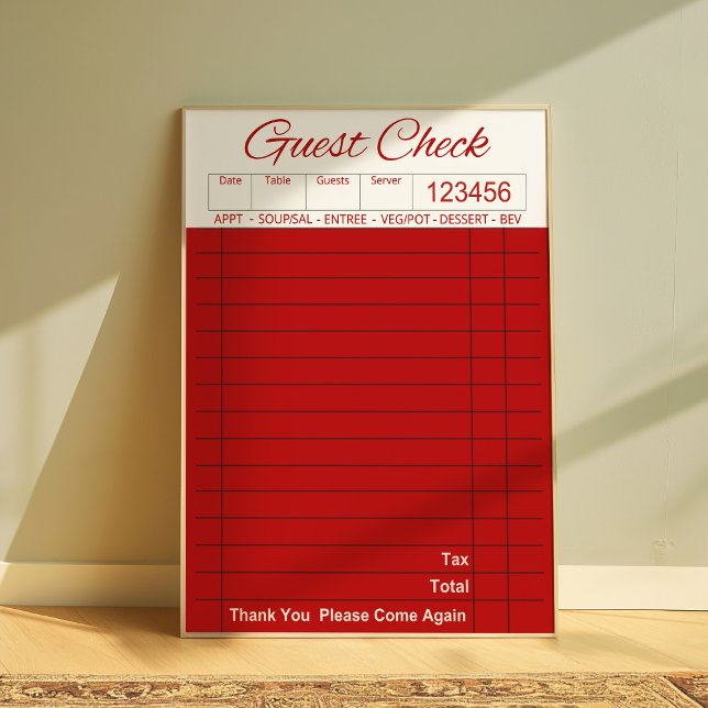 Guest Check Wall Art, Kitchen Aesthetic Trendig Poster (Skapare uppladdad)