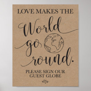 Guest Globe Bröllop Bord-tecken Poster