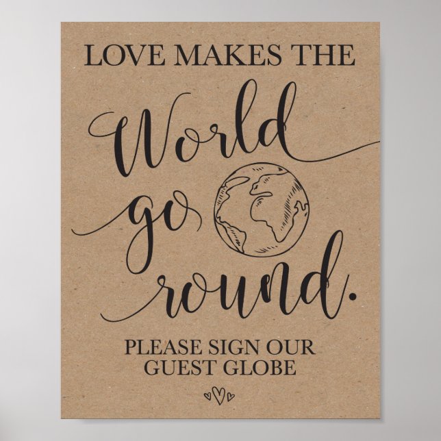 Guest Globe Bröllop Bord-tecken Poster (Framsidan)