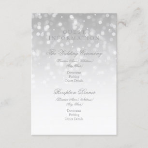 Guest Information Silver Bokeh Gnistra Ljus Tilläggskort