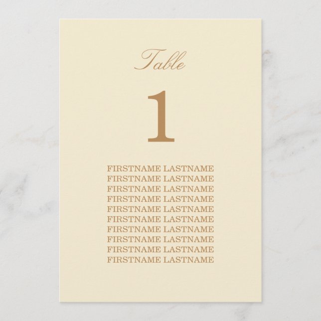 Guest Namn Cream Beige Bord Card (Framsida)
