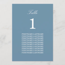 Guest Namn Dusty Blue Bord Card