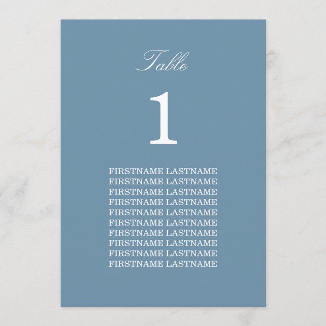 Guest Namn Dusty Blue Bord Card (Framsida)