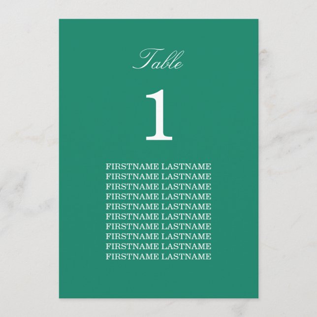 Guest Namn Emerald Grönt Bord Card (Framsida)