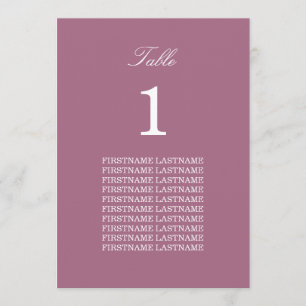 Guest Namn Mauve Bord Card