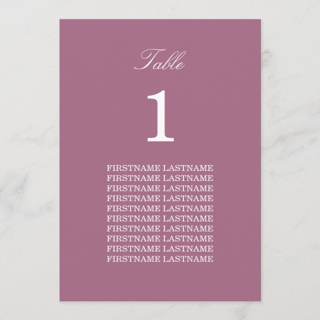 Guest Namn Mauve Bord Card (Framsida)