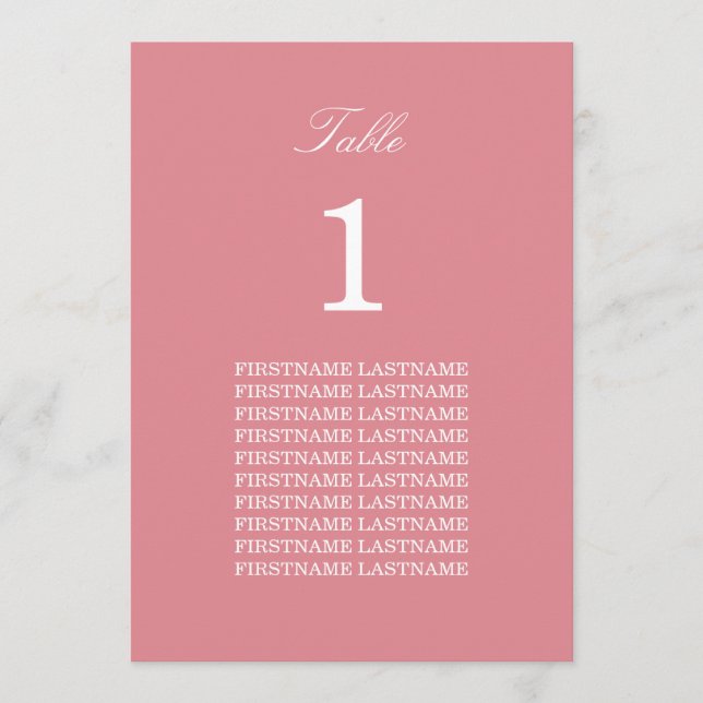 Guest Namn  Rosa Bord Card (Framsida)