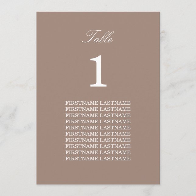 Guest Namn Taupe Bord-kort (Framsida)
