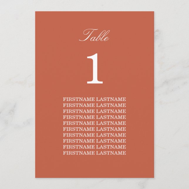 Guest Namn Terracotta Bord Card (Framsida)