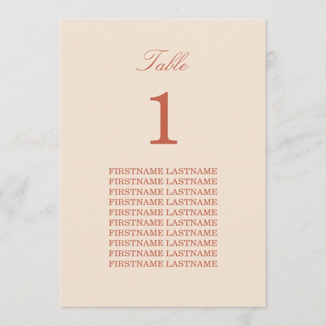 Guest Namn Terracotta Script Bord Card (Framsida)