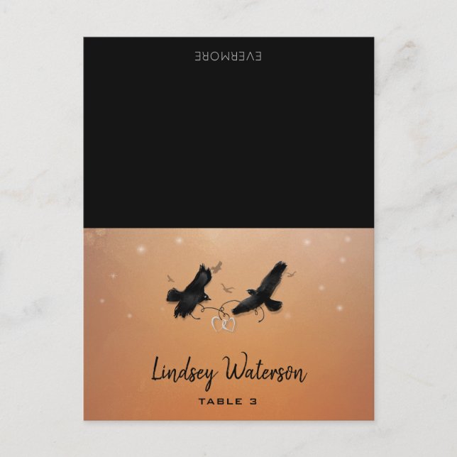 Guest Namn tryckt Bord Card Ravens Halloween Vykort (Framsida)