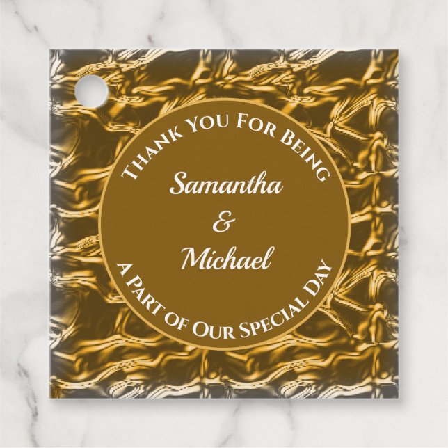 Guest Tack Silver Crinkled Metall Bröllop Gåvor Etiketter (Framsida)