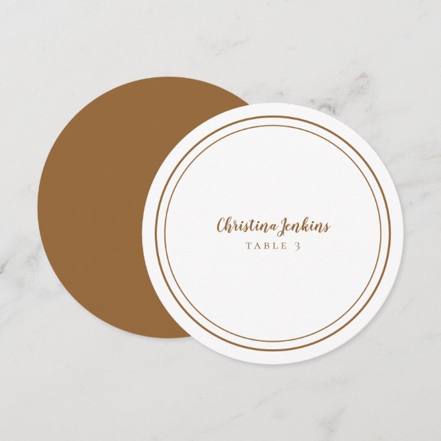 Guest White Brown Place-kort för Bröllop Anpassnin (Fram/baksida)