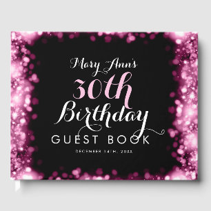 Guestbook 30års födelsedag Rosa Sparkling Ljus Gästböcker