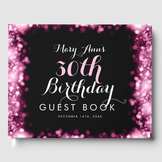 Guestbook 30års födelsedag Rosa Sparkling Ljus Gästböcker (Framsida)