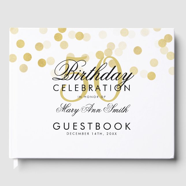 Guestbook 50:e födelsedag Guld Foil Glitter Ljus Gästböcker (Framsida)