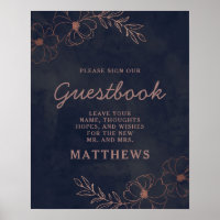 Guestbook-Blommigt för marin blå fetter och Ro