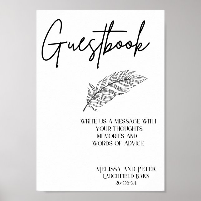 Guestbook Bröllop-Elegant - modern Poster (Framsidan)
