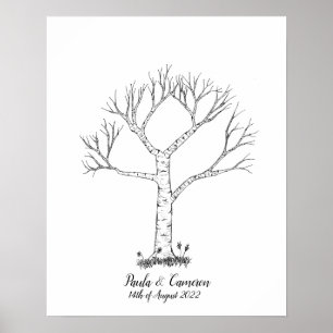 Guestbook Bröllop Fingerprint Träd - Poster