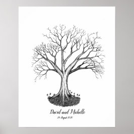Guestbook Bröllop Fingerprint Träd - Poster