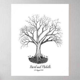 Guestbook Bröllop Fingerprint Träd - Poster