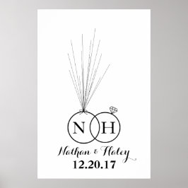 Guestbook Bröllop med inledande ballongminiavtryck Poster