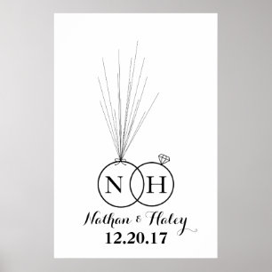 Guestbook Bröllop med inledande ballongminiavtryck Poster