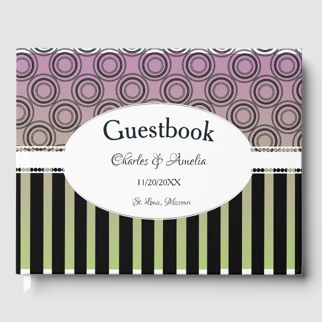 Guestbook Bröllopsdag för Rosa och Grönt Gästböcker (Framsida)