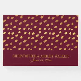 Guestbook Burgundy och Guld Personlig Bröllop Gästböcker