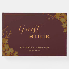Guestbook elegant Burgundy & Guld Blommigt Gästböcker
