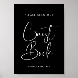Guestbook elegant & Modern Black bröllop Poster