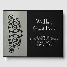 Guestbook elegant Silver och Svarta Bröllop