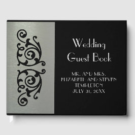Guestbook elegant Silver och Svarta Bröllop Gästböcker