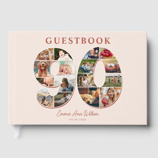 Guestbook för 90:e födelsedagsfotokollage gästböcker (Framsida)