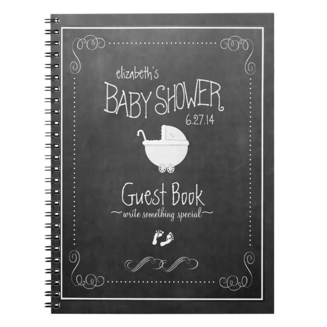 Guestbook för baby shower för svart anteckningsbok (Framsidan)