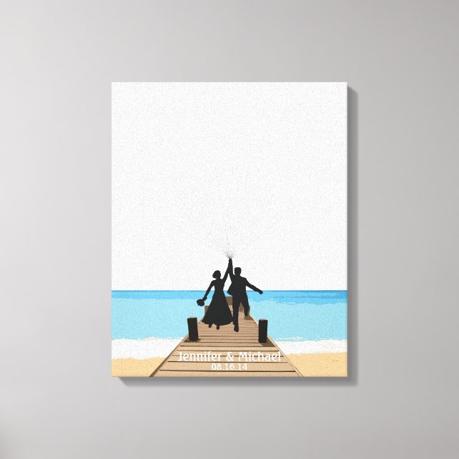 Guestbook för Beach Fingerprint Balloon Canvastryck (Framsida)