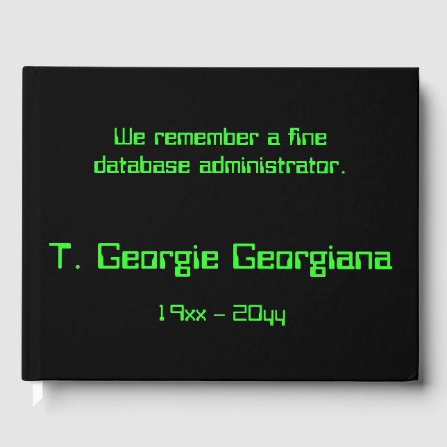 Guestbook för kondoleanser för databasadministratö gästböcker (Framsida)