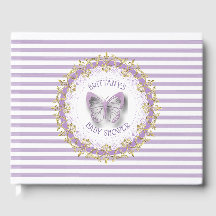 Guestbook för lila och Guld Baby Personlig