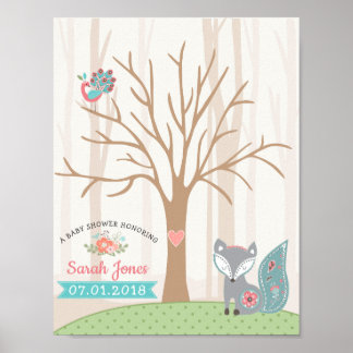 Guestbook för miniavtryck av baby Fox Baby Shower Poster