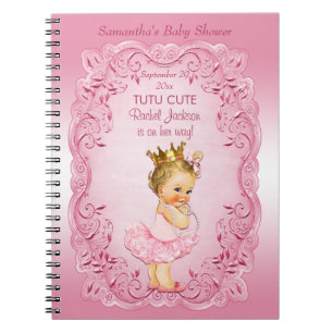 Guestbook för Princess baby shower för Tutu gull Anteckningsbok