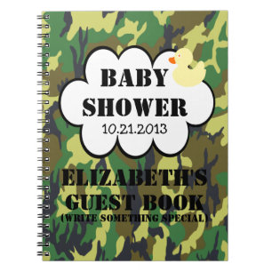 Guestbook för skogsmarkkamouflagebaby shower anteckningsbok