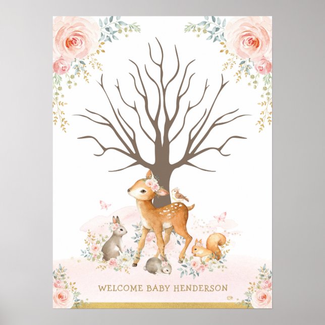Guestbook för  trädsdjur Baby-tumavtryck Poster (Framsidan)