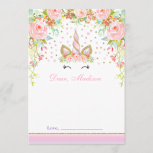 Guestbook för Unicorn Birthday Capsule Note Card Kort