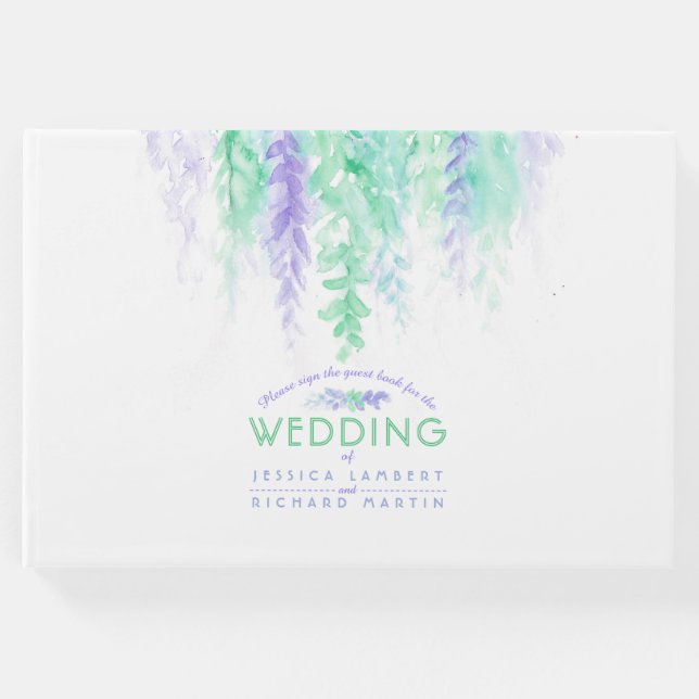 Guestbook grönt lila , bröllop gästböcker (Framsida)