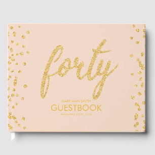 Guestbook Guld  "40" 40 födelsedagar Glitter Gästböcker