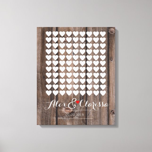 guestbook-hjärtesignerande bröllop canvastryck (Framsida)