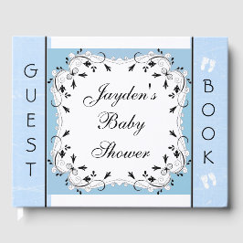 Guestbook med anpassningsbar Blue and Black Baby S Gästböcker