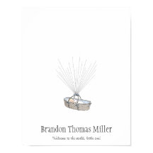 Guestbook med fingeravtryck av nyfödd bebis - blå