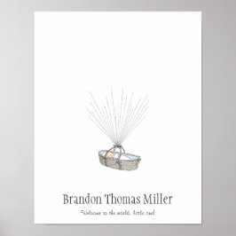 Guestbook med fingeravtryck av nyfödd bebis - blå poster