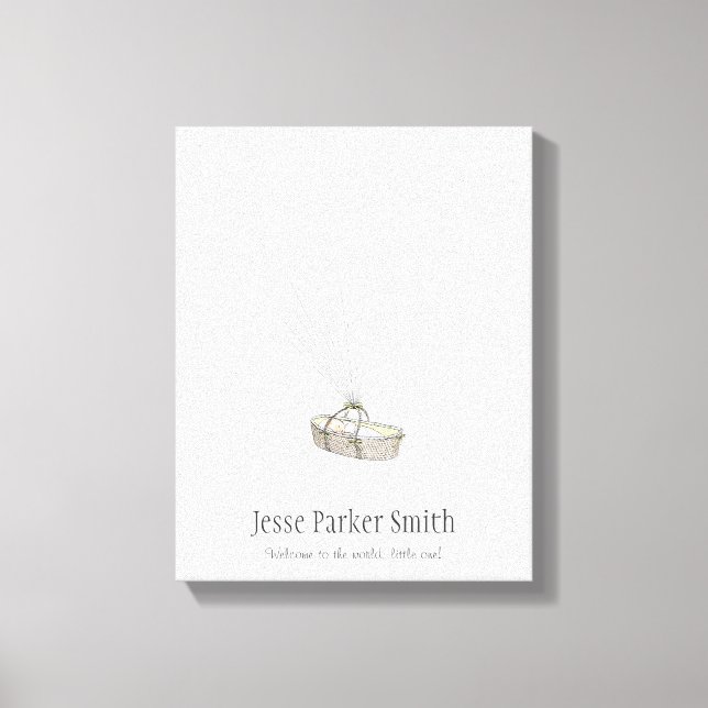 Guestbook med fingeravtrycksbladet nyfödd bebis -  canvastryck (Framsida)